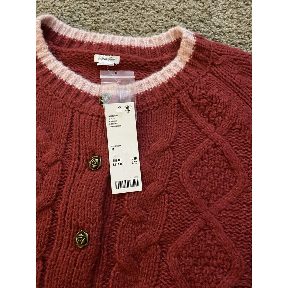 Urban Outfitters Kimchi Blue Womens Cable Knit Cardigan Floral‎ Button Sz Medium - Picture 4 of 9